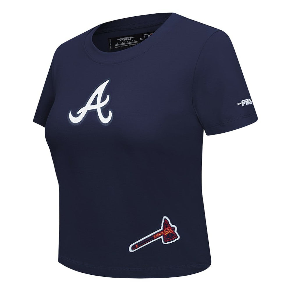 Atlanta Braves Pro Standard Women's Game Day Classics Baby Doll Cropped T-Shirt - Navy