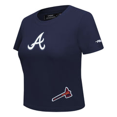 Atlanta Braves Pro Standard Women's Game Day Classics Baby Doll Cropped T-Shirt - Navy