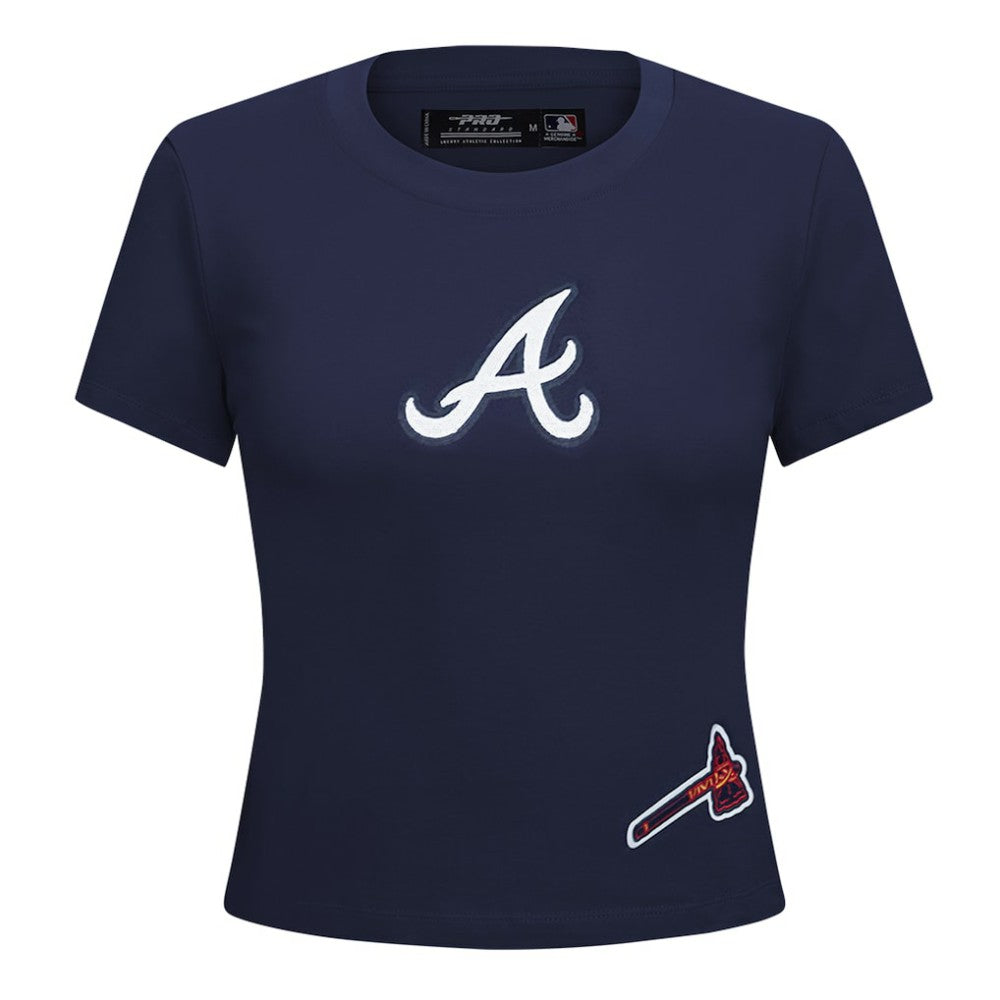 Atlanta Braves Pro Standard Women's Game Day Classics Baby Doll Cropped T-Shirt - Navy