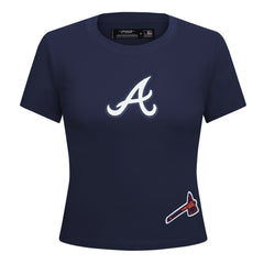 Atlanta Braves Pro Standard Women's Game Day Classics Baby Doll Cropped T-Shirt - Navy