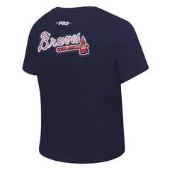 Atlanta Braves Pro Standard Women's Game Day Classics Baby Doll Cropped T-Shirt - Navy
