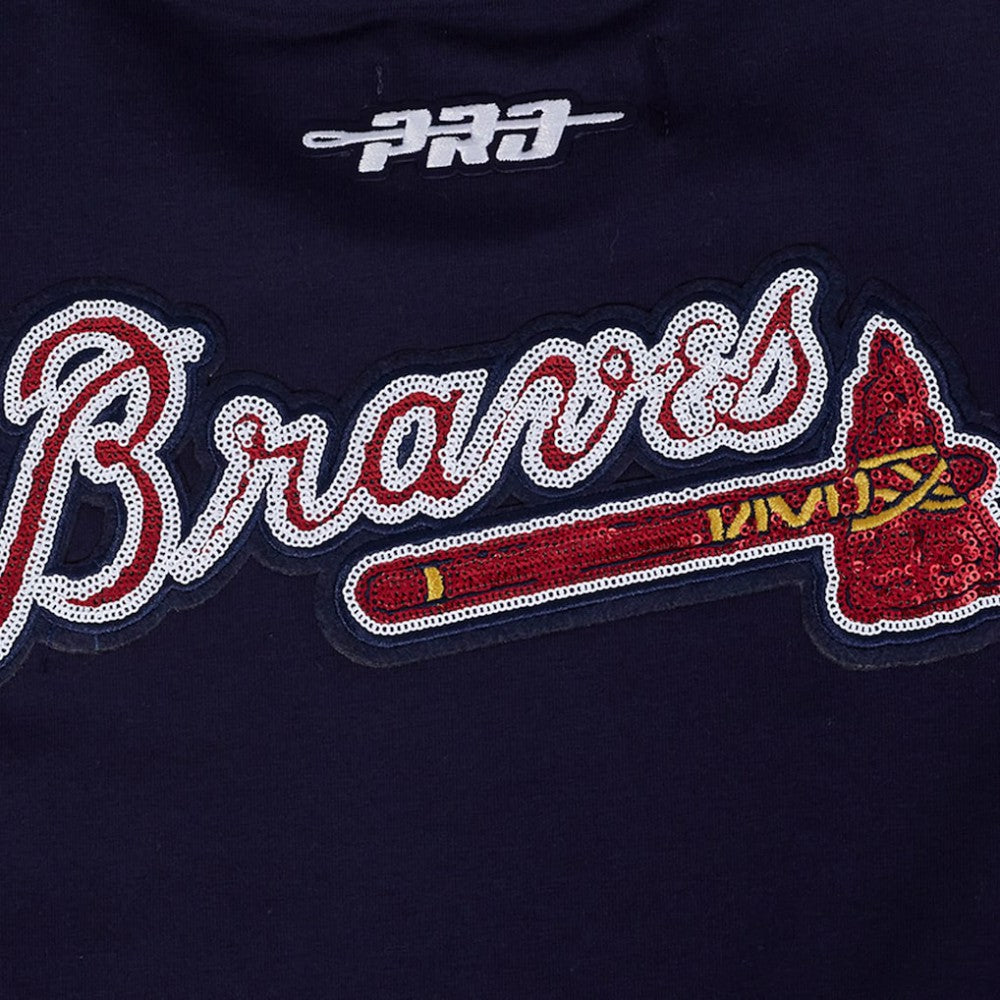 Atlanta Braves Pro Standard Women's Game Day Classics Baby Doll Cropped T-Shirt - Navy