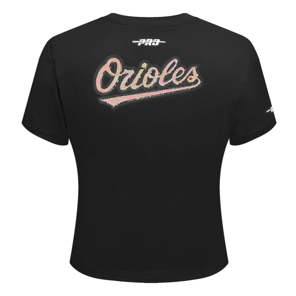Baltimore Orioles Pro Standard Women's Game Day Classics Baby Doll Cropped T-Shirt - Black