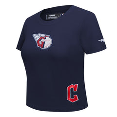 Cleveland Guardians Pro Standard Women's Game Day Classics Baby Doll Cropped T-Shirt - Navy