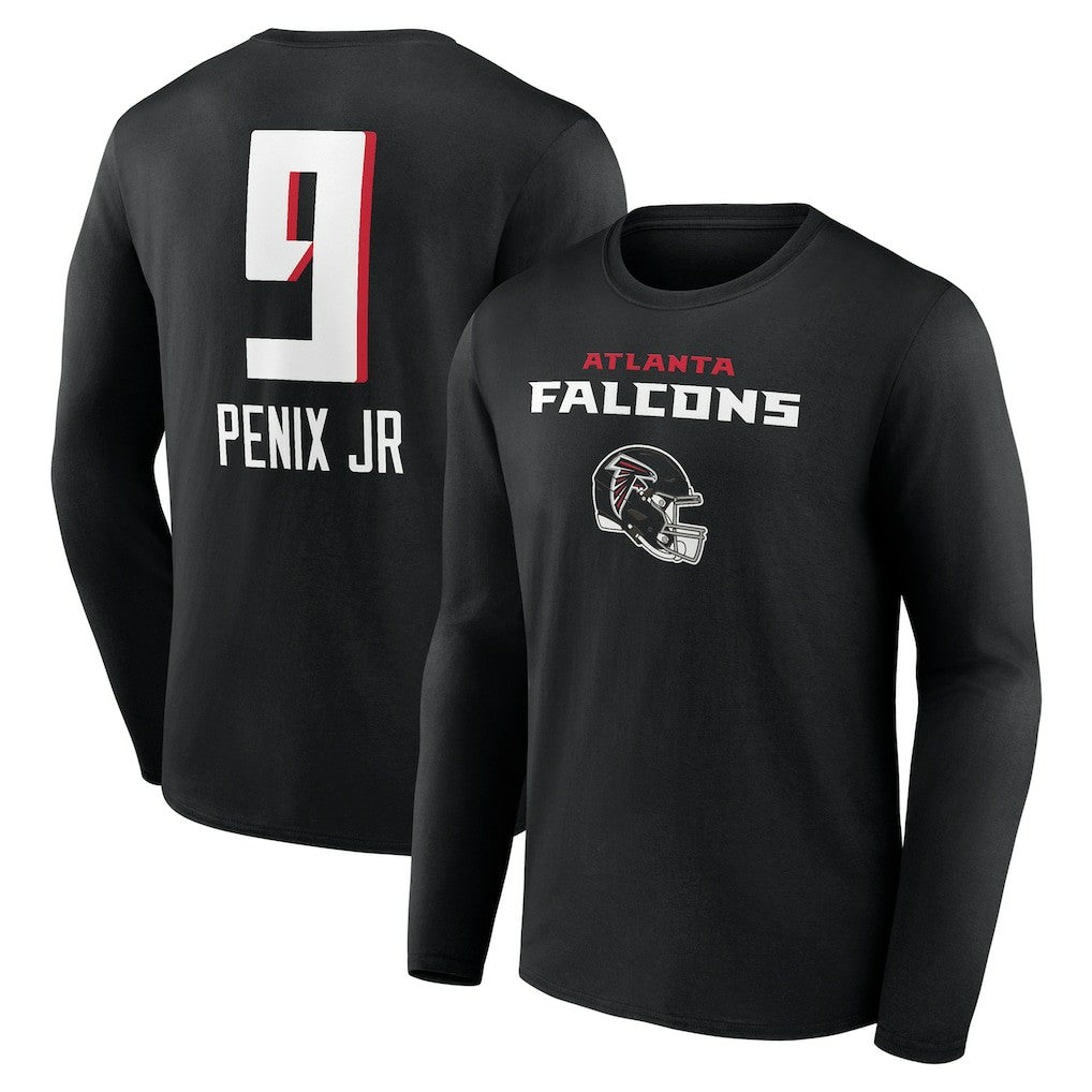 Michael Penix Jr. Atlanta Falcons Name & Number Team Wordmark Long Sleeve T-Shirt - Black online