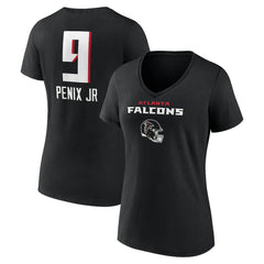 Michael Penix Jr. Atlanta Falcons Women's Name & Number Team Wordmark V-Neck T-Shirt - Black on sale