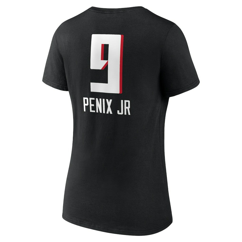 Michael Penix Jr. Atlanta Falcons Women's Name & Number Team Wordmark V-Neck T-Shirt - Black on sale