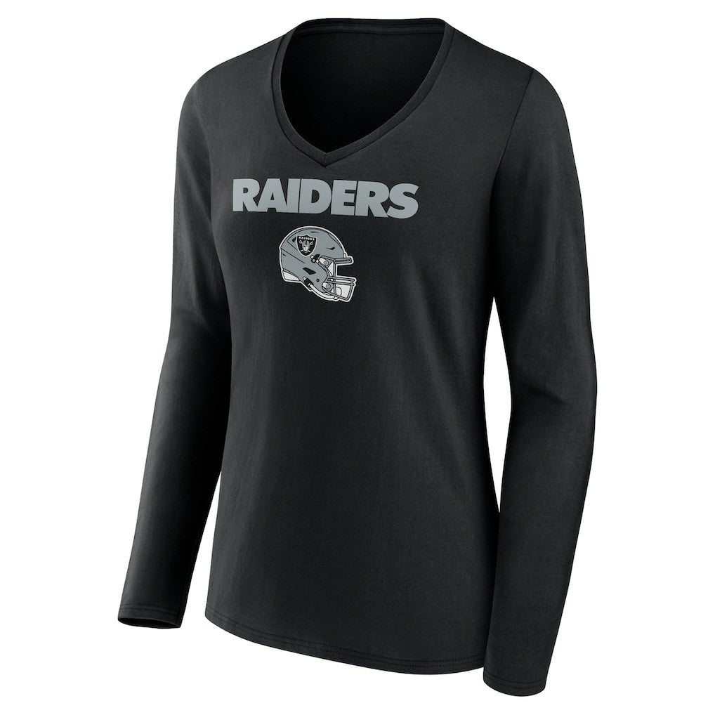 Brock Bowers Las Vegas Raiders Women's Name & Number Team Wordmark Long Sleeve V-Neck T-Shirt - Black discount