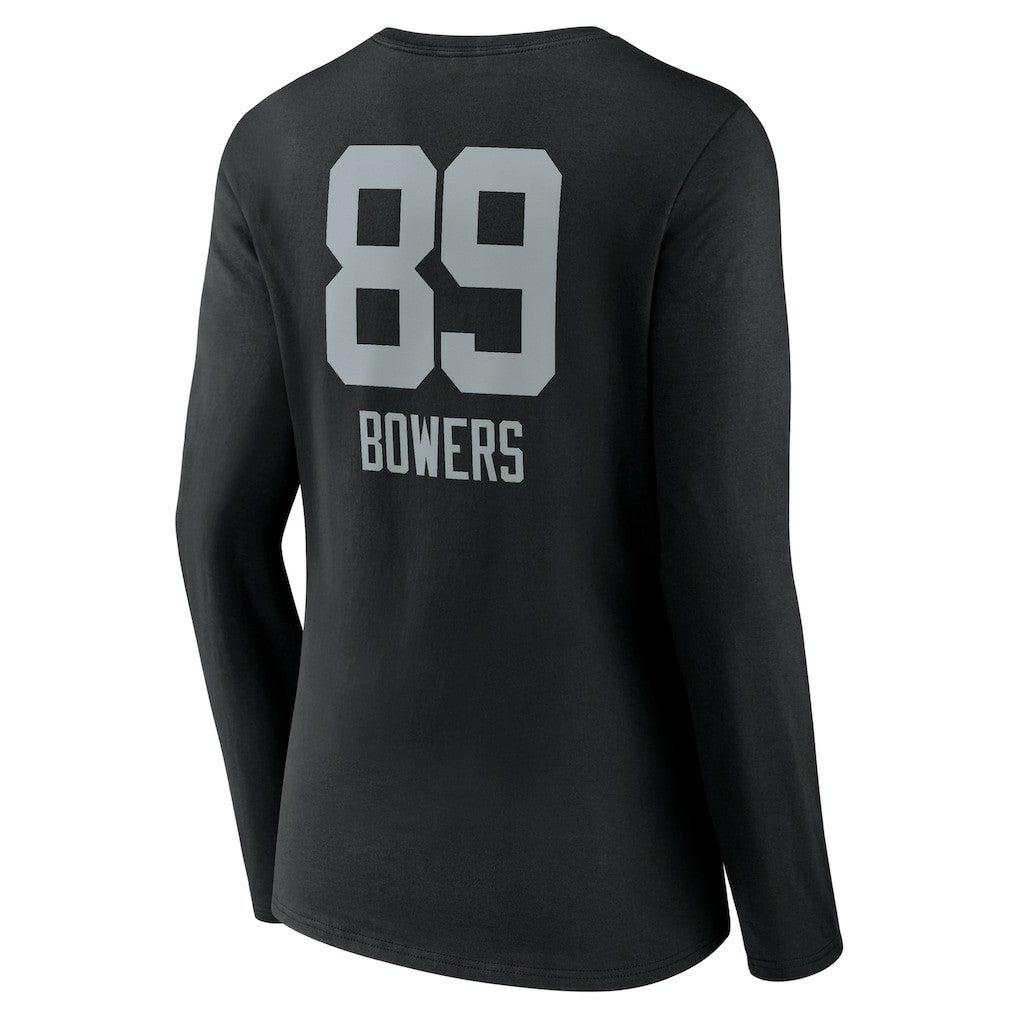 Brock Bowers Las Vegas Raiders Women's Name & Number Team Wordmark Long Sleeve V-Neck T-Shirt - Black discount