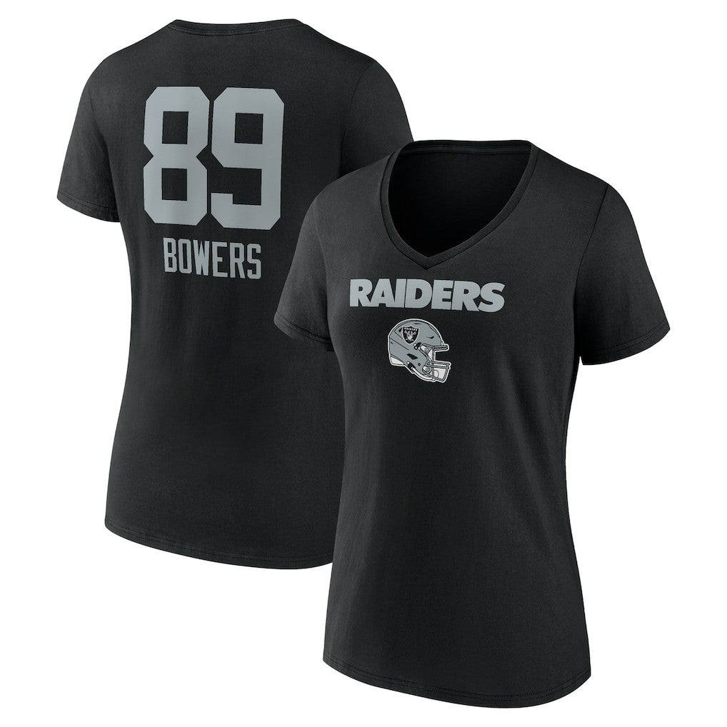 Brock Bowers Las Vegas Raiders Women's Name & Number Team Wordmark V-Neck T-Shirt - Black on sale