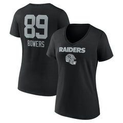 Brock Bowers Las Vegas Raiders Women's Name & Number Team Wordmark V-Neck T-Shirt - Black on sale