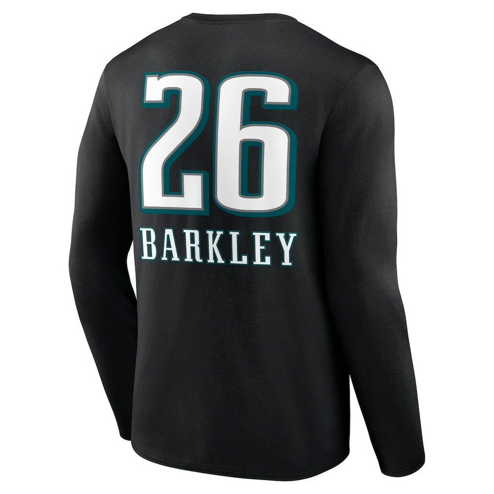 Saquon Barkley Philadelphia Eagles Name & Number Team Wordmark Long Sleeve T-Shirt - Black online