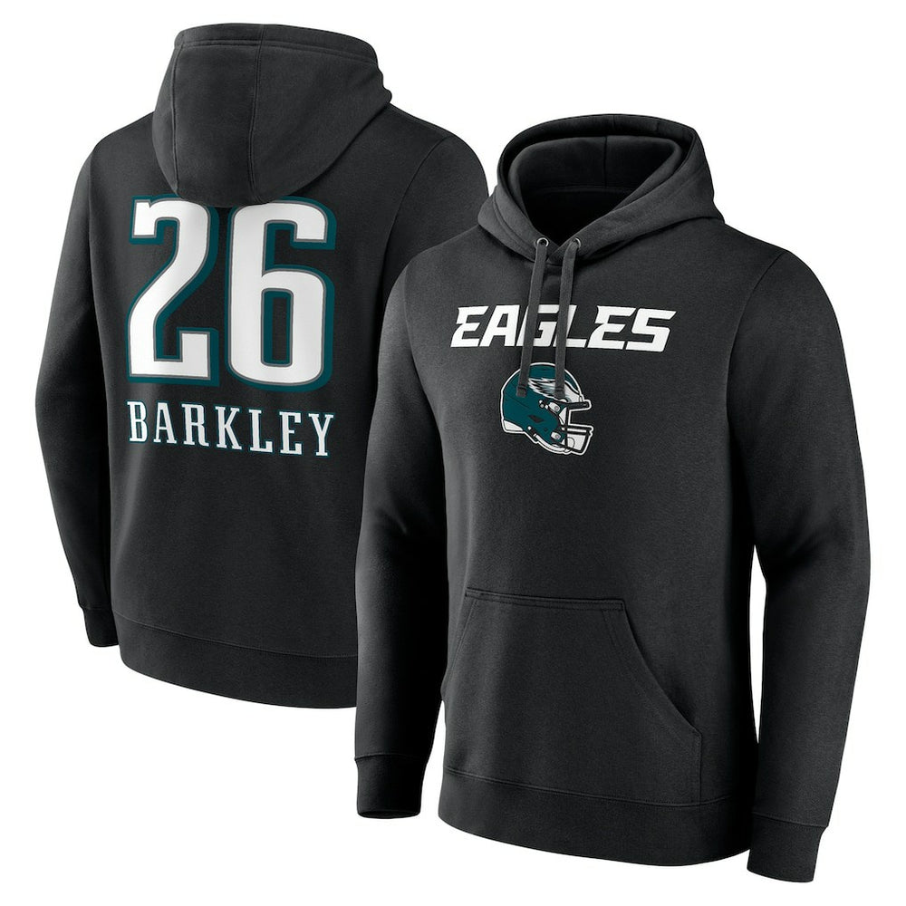 Saquon Barkley Philadelphia Eagles Name & Number Team Wordmark Pullover Hoodie - Black outlet