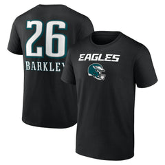 Saquon Barkley Philadelphia Eagles Name & Number Team Wordmark T-Shirt - Black on sale