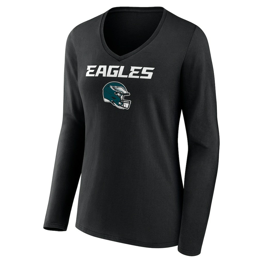 Saquon Barkley Philadelphia Eagles Women's Name & Number Team Wordmark Long Sleeve V-Neck T-Shirt - Black online