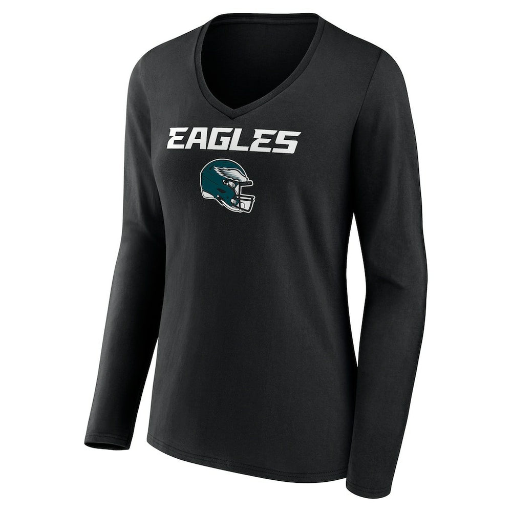 Saquon Barkley Philadelphia Eagles Women's Name & Number Team Wordmark Long Sleeve V-Neck T-Shirt - Black online