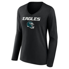 Saquon Barkley Philadelphia Eagles Women's Name & Number Team Wordmark Long Sleeve V-Neck T-Shirt - Black online