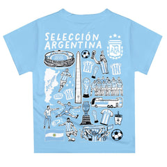 Argentina National Team Vive La Fete Youth Impressions Artwork T-Shirt - Light Blue on sale