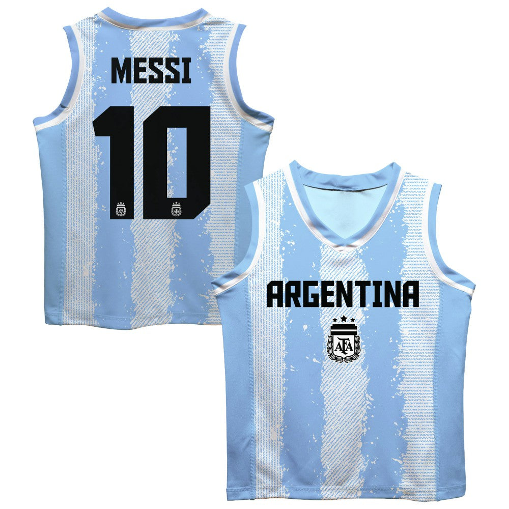 Lionel Messi Argentina National Team Vive La Fete Mesh Basketball Jersey - Light Blue discount
