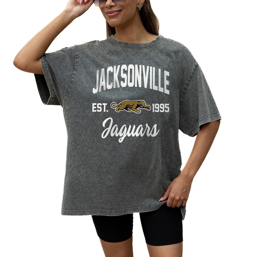 Jacksonville Jaguars Gameday Couture Women's Throwback Oversized Snow Wash T-Shirt - Grey outlet
