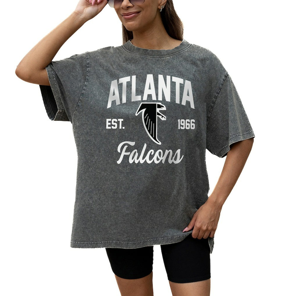 Atlanta Falcons Gameday Couture Women's Throwback Oversized Snow Wash T-Shirt - Grey for sale
