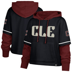 Cleveland Guardians Women's City Connect Shortstop Cropped Pullover Hoodie - Navy | 47 brand