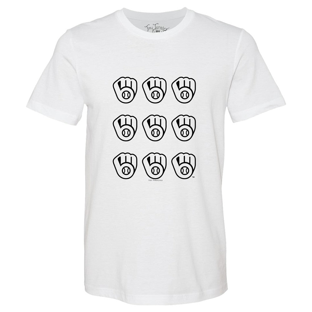 Milwaukee Brewers Tiny Turnip Women's Logo Grid T-Shirt - White