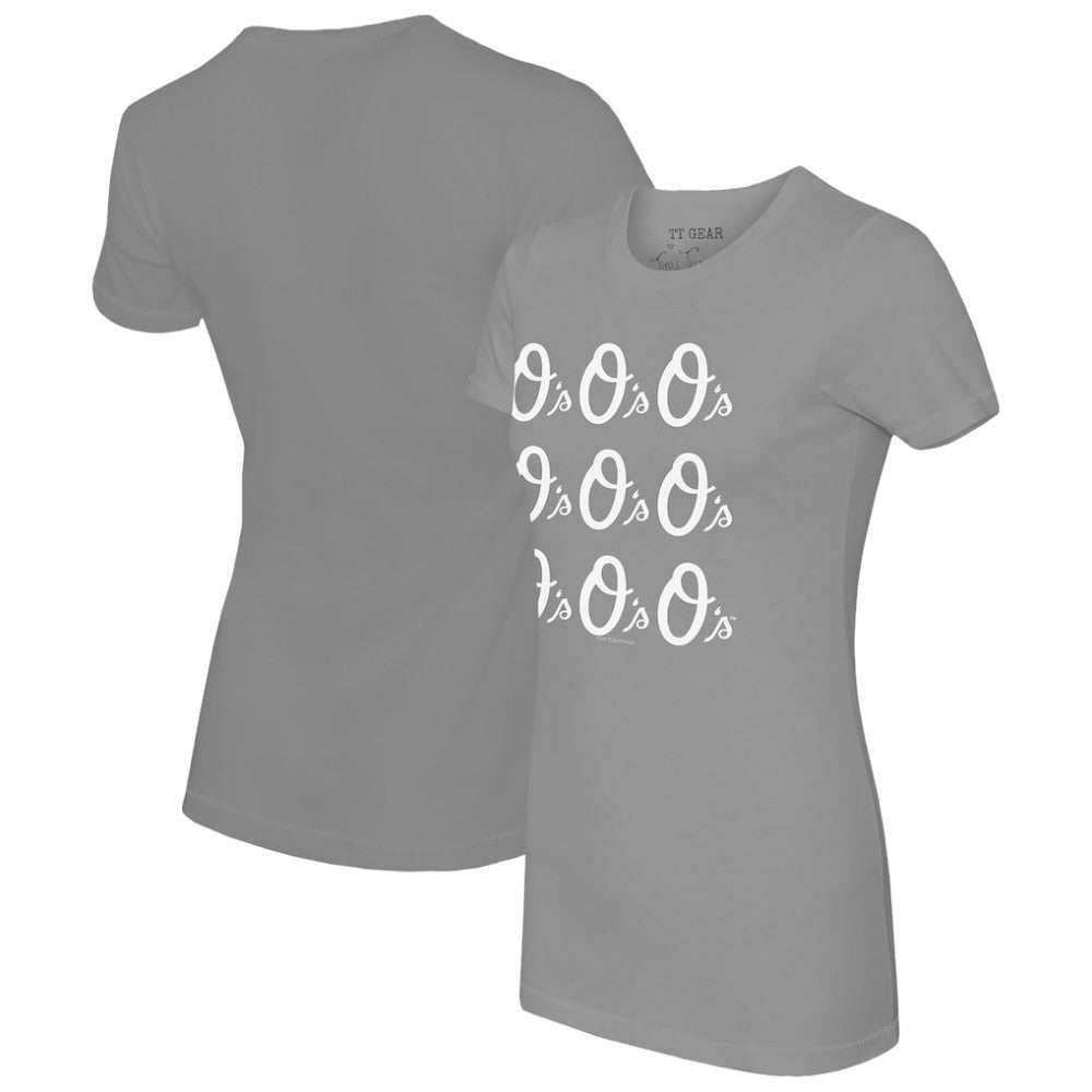 Baltimore Orioles Tiny Turnip Women's Logo Grid  T-Shirt - Gray