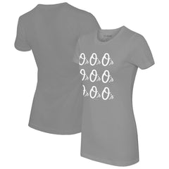 Baltimore Orioles Tiny Turnip Women's Logo Grid  T-Shirt - Gray