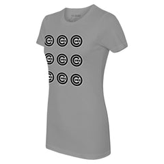 Chicago Cubs Tiny Turnip Women's Logo Grid  T-Shirt - Gray