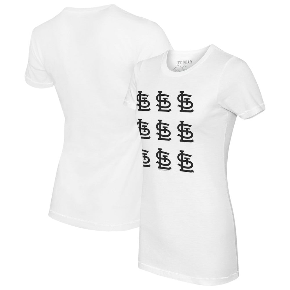 St. Louis Cardinals Tiny Turnip Women's Logo Grid T-Shirt - White