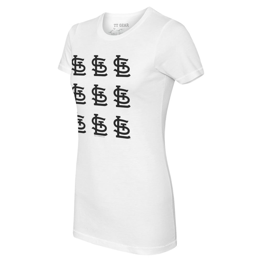 St. Louis Cardinals Tiny Turnip Women's Logo Grid T-Shirt - White