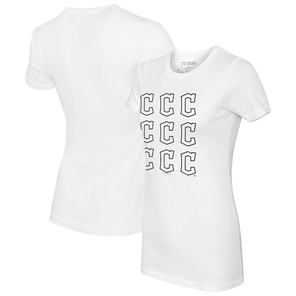 Cleveland Guardians Tiny Turnip Women's Logo Grid T-Shirt - White