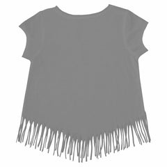 Los Angeles Dodgers Tiny Turnip Girls Youth Logo Grid Fringe T-Shirt - Gray