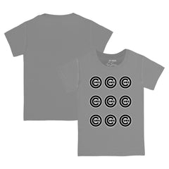 Chicago Cubs Tiny Turnip Youth Logo Grid  T-Shirt - Gray