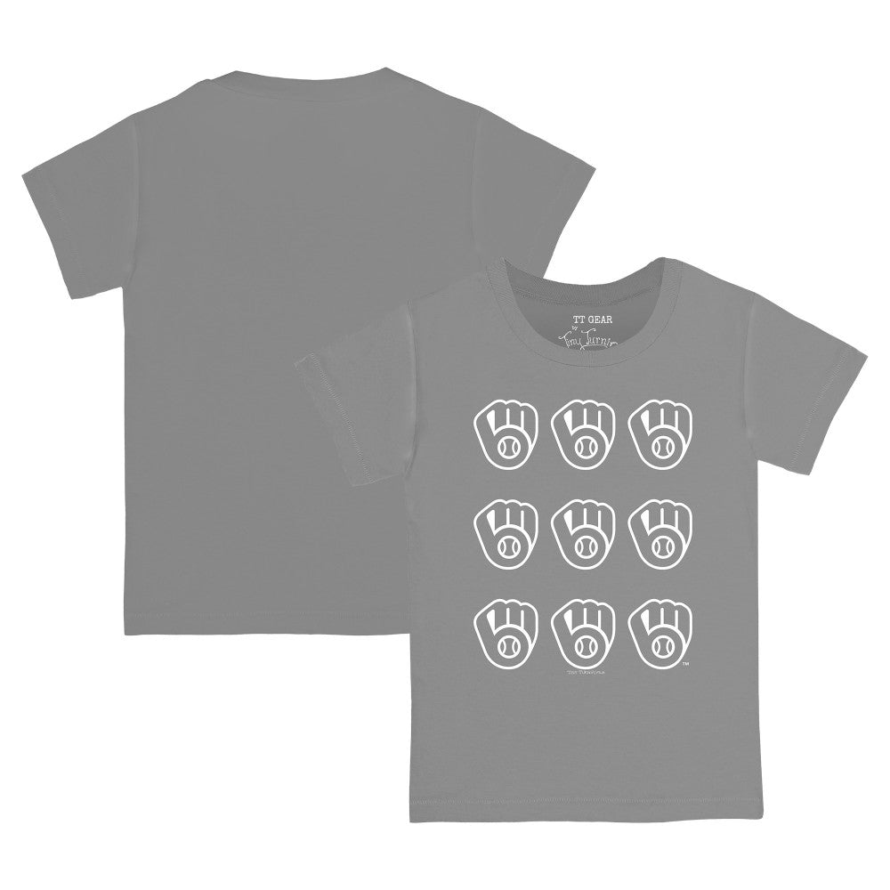 Milwaukee Brewers Tiny Turnip Youth Logo Grid  T-Shirt - Gray