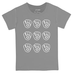 Milwaukee Brewers Tiny Turnip Youth Logo Grid  T-Shirt - Gray