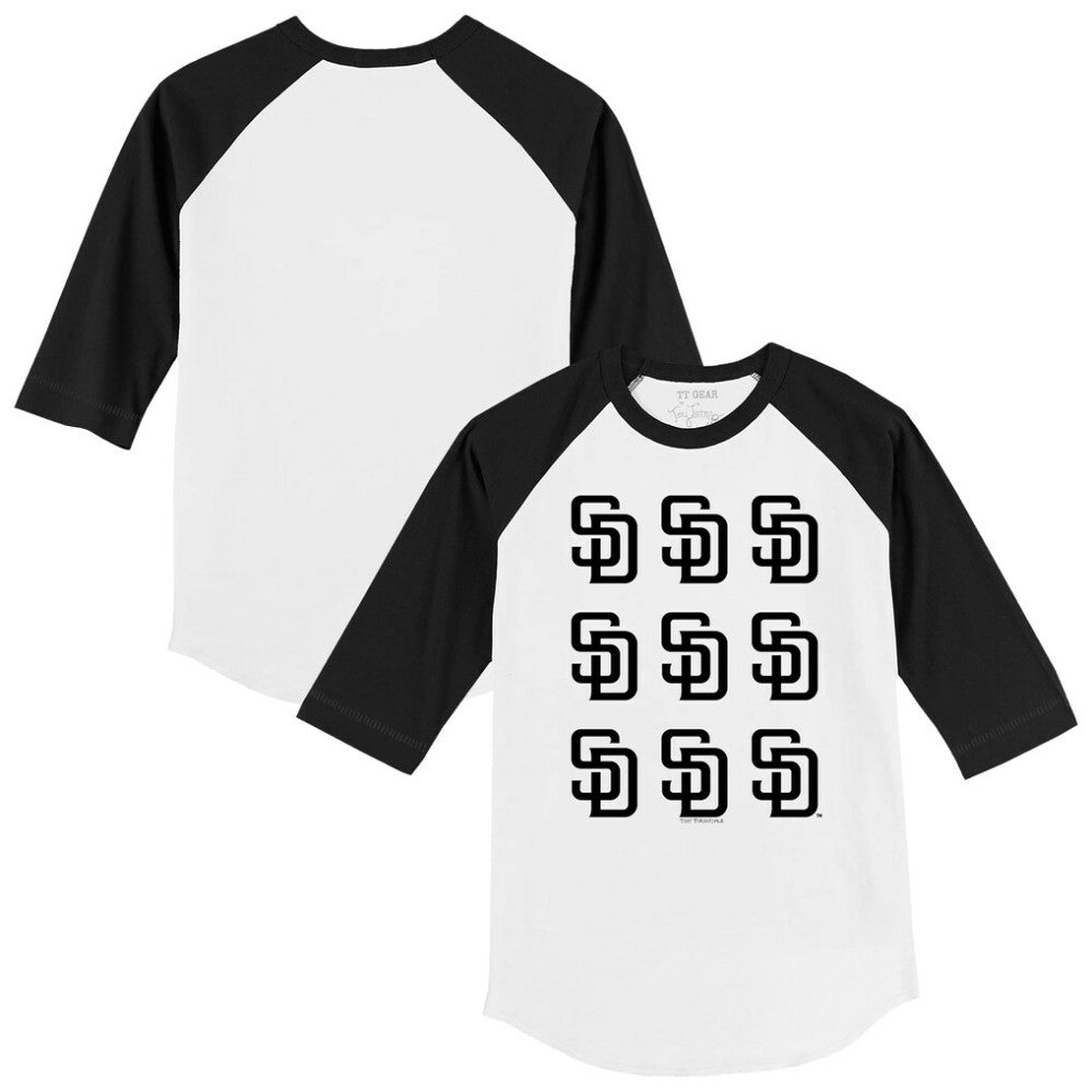 San Diego Padres Tiny Turnip Youth Logo Grid Raglan 3/4-Sleeve T-Shirt - White/Black