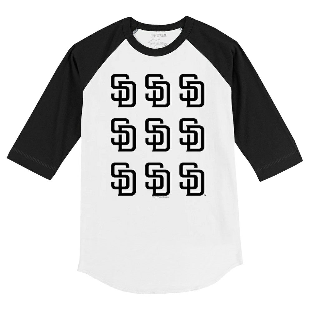 San Diego Padres Tiny Turnip Youth Logo Grid Raglan 3/4-Sleeve T-Shirt - White/Black