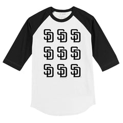 San Diego Padres Tiny Turnip Youth Logo Grid Raglan 3/4-Sleeve T-Shirt - White/Black