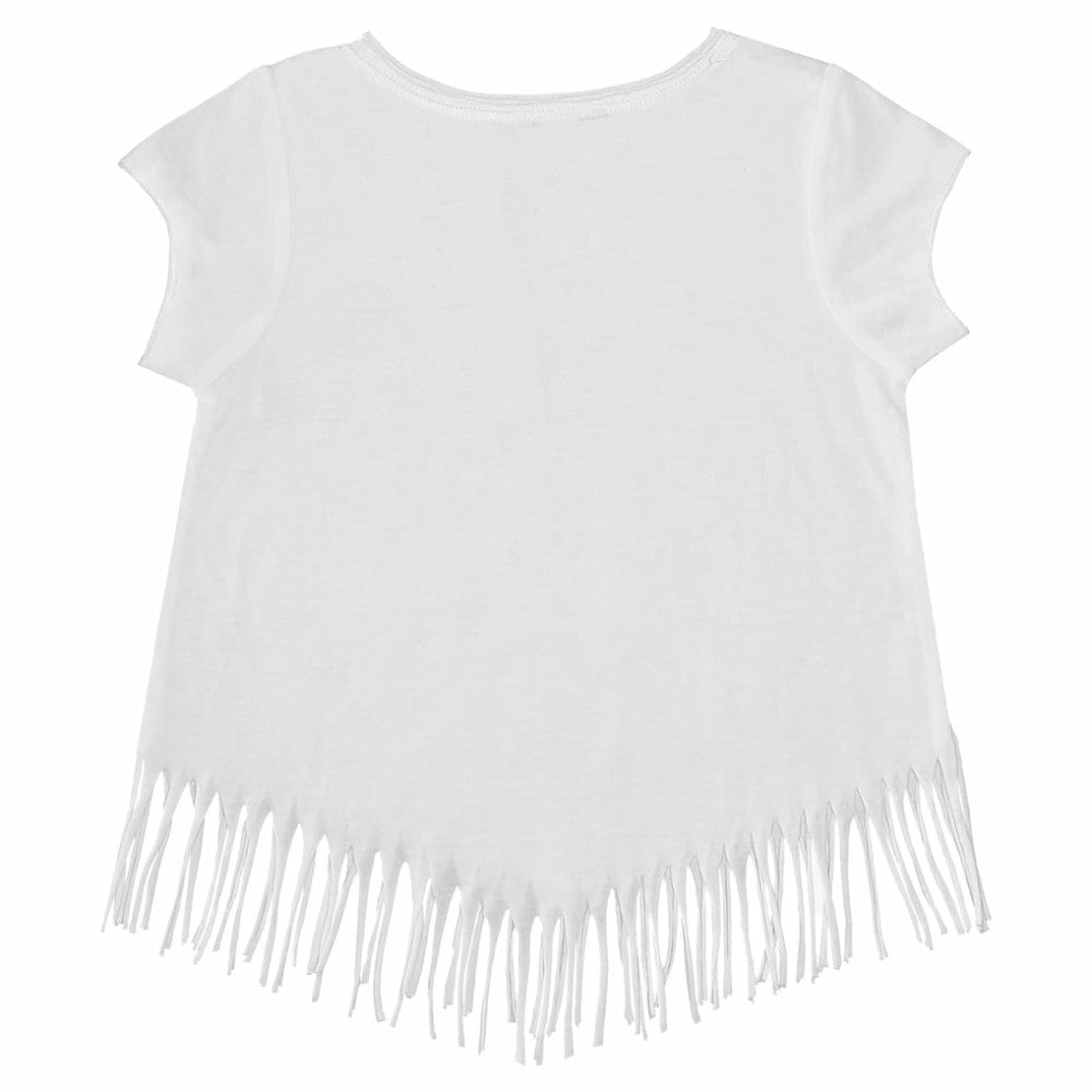 San Diego Padres Tiny Turnip Girls Youth Logo Grid Fringe T-Shirt - White