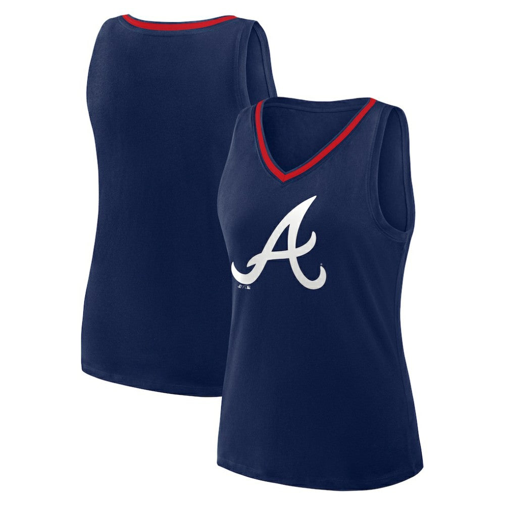 Atlanta Braves Women's Plus Sized Stellar Win V-Neck Tank Top - Navy