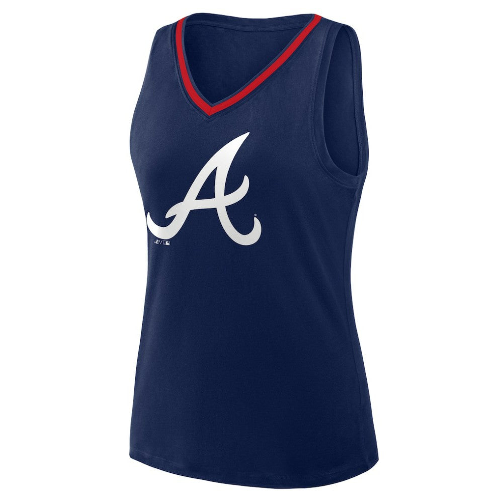 Atlanta Braves Women's Plus Sized Stellar Win V-Neck Tank Top - Navy