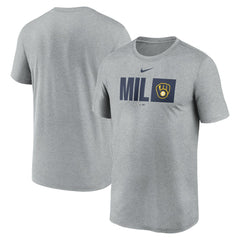 Milwaukee Brewers Tricode Legend Performance T-Shirt - Heather Gray | Nike