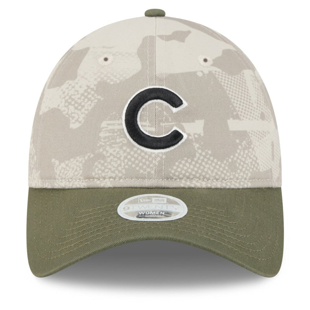 Chicago Cubs Women's 2025 Armed Forces Day 9TWENTY Adjustable Hat - Light Beige/Olive | New Era