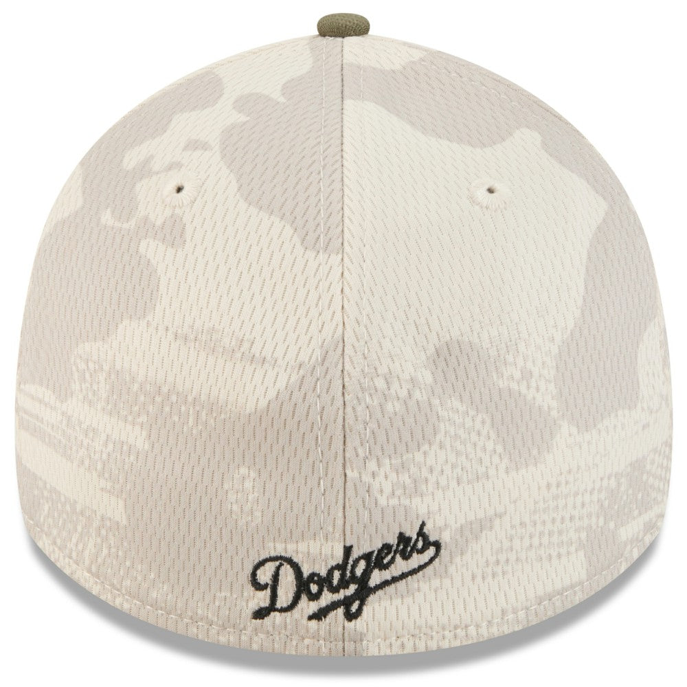 Los Angeles Dodgers 2025 Armed Forces Day 39THIRTY Flex Hat - Light Beige/Olive | New Era