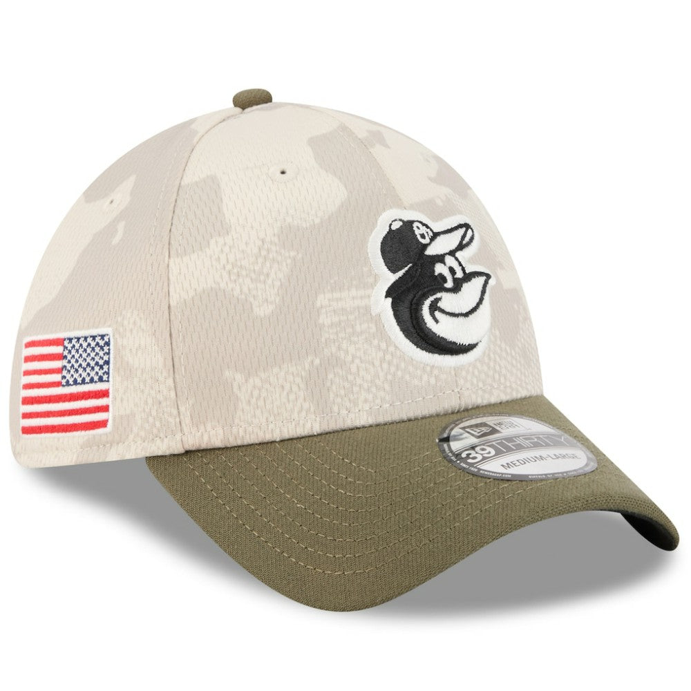 Baltimore Orioles 2025 Armed Forces Day 39THIRTY Flex Hat - Light Beige/Olive | New Era