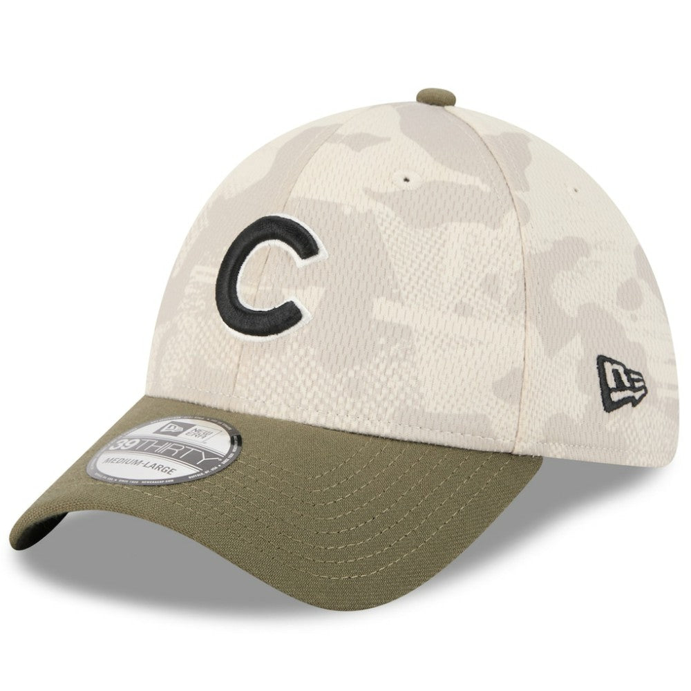 Chicago Cubs 2025 Armed Forces Day 39THIRTY Flex Hat - Light Beige/Olive | New Era