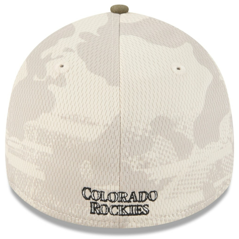 Colorado Rockies 2025 Armed Forces Day 39THIRTY Flex Hat - Light Beige/Olive | New Era