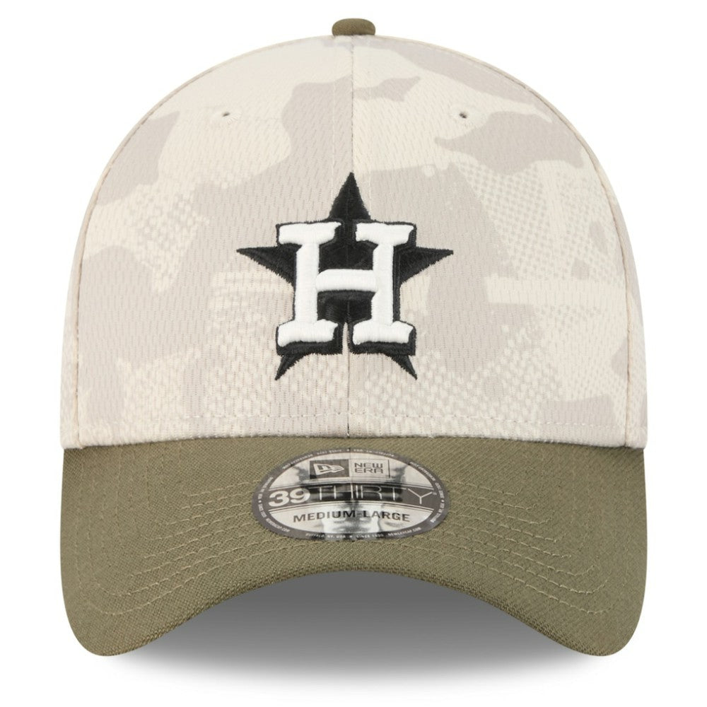 Houston Astros 2025 Armed Forces Day 39THIRTY Flex Hat - Light Beige/Olive | New Era